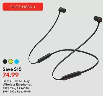 Staples Beats flex all-day wireless earphones offer