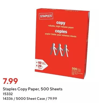 Staples Staples copy paper offer