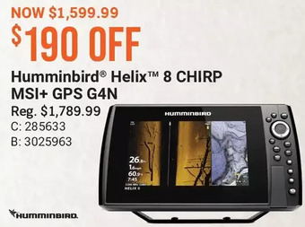 Bass Pro Humminbird helix 8 chirp msi+ gps g4n offer