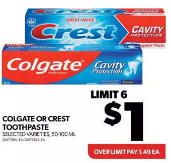 Real Canadian Superstore Colgate or crest toothpaste offer