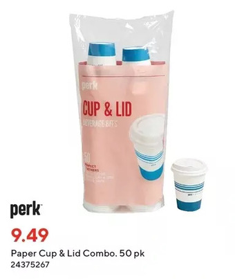 Staples Perk paper cup & lid combo offer