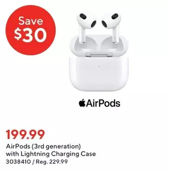 Staples Airpods (3rd generation) with lightning charging case offer