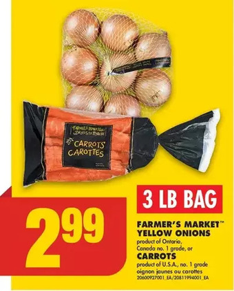 No Frills Farmer's market yellow onions or carrots offer