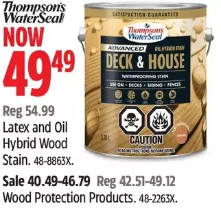 Canadian Tire Thompson's waterseal latex and oil hybrid wood stain | wood protection products offer