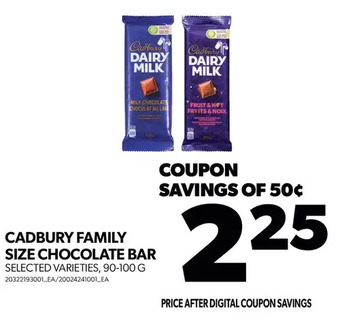 Real Canadian Superstore Cadbury family size chocolate bar offer