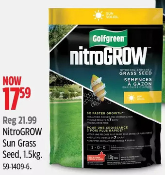 Canadian Tire Golfgreen nitrogrow sun grass seed offer