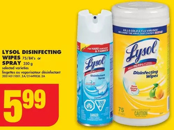No Frills Lysol disinfecting wipes or spray offer