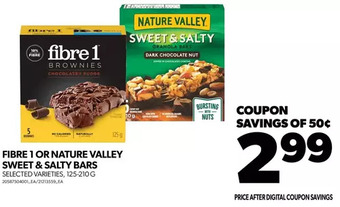 Real Canadian Superstore Fibre 1 or nature valley sweet & salty bars offer