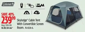 Canadian Tire Coleman skylodge cabin tent with convertible screen room offer