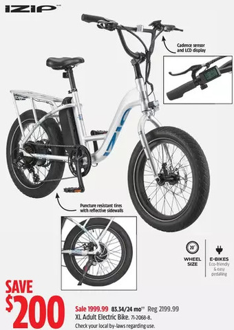 Canadian Tire Izip xl adult electric bike offer