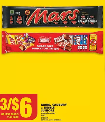 No Frills Mars, cadbury or nestlé juniors offer