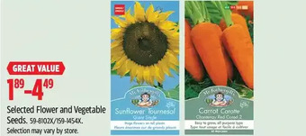 Canadian Tire Flower and vegetable seeds offer