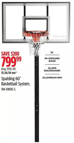 Canadian Tire Spalding 60 basketball system offer