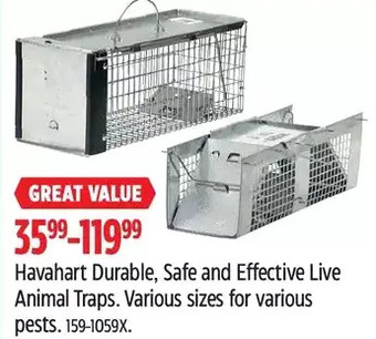 Canadian Tire Havahart durable, safe and effective live animal traps offer