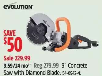 Canadian Tire Evolution 9 concrete saw with diamond blade offer