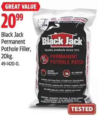 Canadian Tire Black jack permanent pothole filler offer