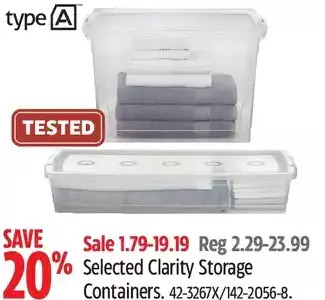 Canadian Tire Type a clarity storage containers offer