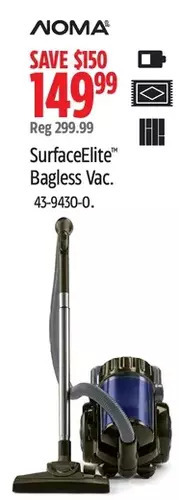 Canadian Tire Noma surfaceelite bagless canister vacuum offer
