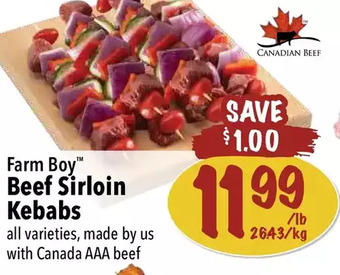 Farm Boy Farm boy beef sirloin kebabs offer