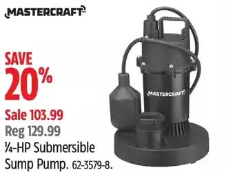Canadian Tire Mastercraft ¼-hp submersible sump pump offer