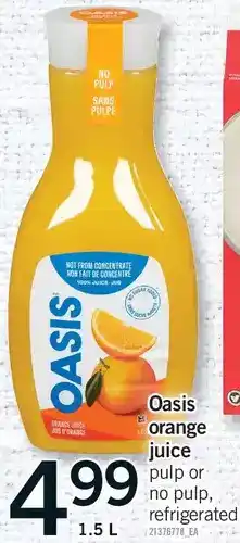 Fortinos Oasis orange juice offer
