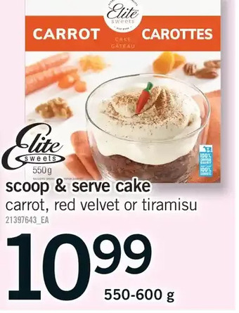 Fortinos Elite sweets scoop & serve cake offer