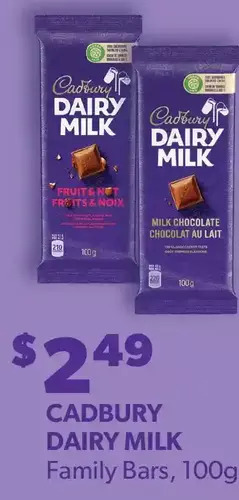 Fortinos Cadbury dairy milk family bars offer