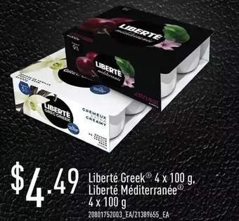 Fortinos Liberté greek, liberté méditerranée yogurt offer