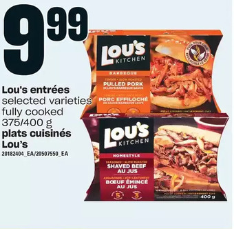 Independent Grocer Lou's entrées offer