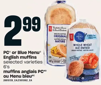 Independent Grocer Pc or blue menu english muffins offer