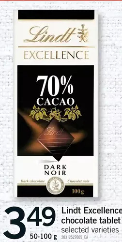 Fortinos Lindt excellence chocolate tablet offer