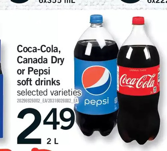 Fortinos Coca-cola, canada dry or pepsi soft drinks offer