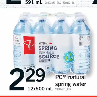 Fortinos Pc natural spring water offer