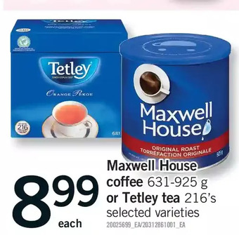 Fortinos Maxwell house coffee ou tetley tea offer