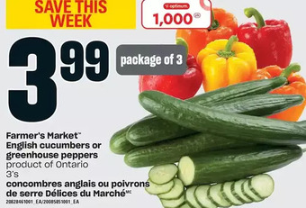 Valu-mart Farmer's market english cucumbers or greenhouse peppers offer