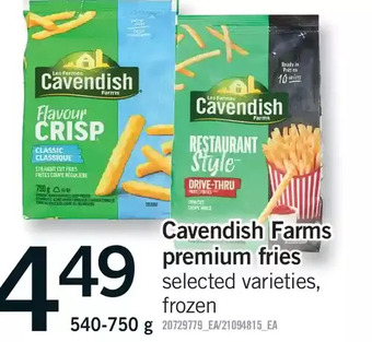 Fortinos Cavendish farms premium fries offer