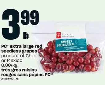 Independent Grocer Pc extra large red seedless grapes offer