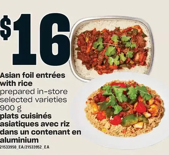 Independent Grocer Asian foil entrées with rice offer