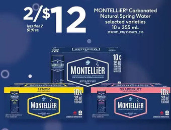 Loblaws Montellier carbonated natural spring water offer