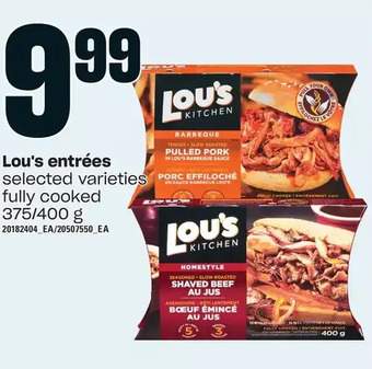Loblaws Lou's entrées offer
