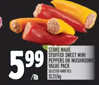 Metro Store made stuffed sweet mini pepper or mushrooms value pack offer