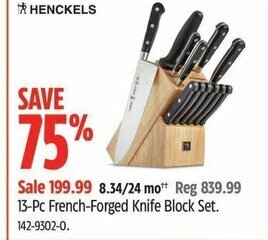 Canadian Tire HENCKELS 13-Pc French-Forged Knife Block Set. offer