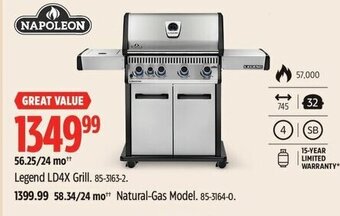 Canadian Tire NAPOLEON Legend LD4X Grill. 85-3163-2. offer