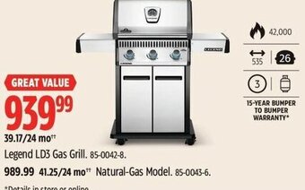 Canadian Tire Napoleon Legend LD3 Gas Grill. 85-0042-8. offer