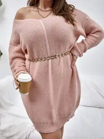 SheIn Plus drop shoulder sweater dress without belt offer