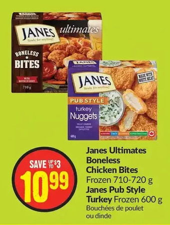 FreshCo Janes ultimates boneless chicken bites | janes pub style turkey offer
