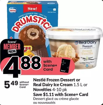 FreshCo Nestlé frozen dessert or real dairy ice cream or novelties offer