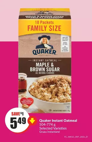 FreshCo Quaker instant oatmeal offer