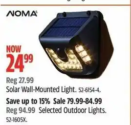 Canadian Tire NOMA Solar Wall-Mounted Light. 52-6154-4. offer