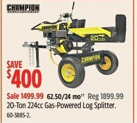Canadian Tire CHAMPION 20-Ton 224cc Gas-Powered Log Splitter. 60-3885-2. offer